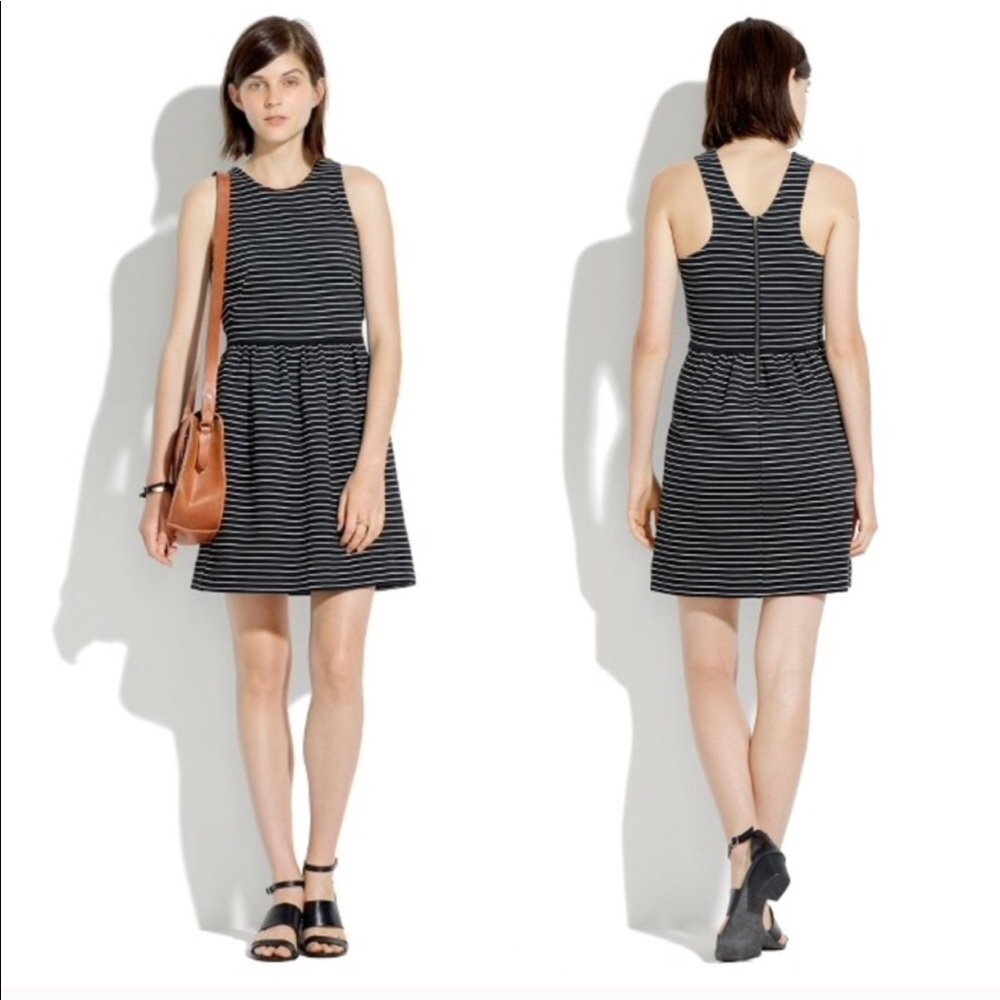 Madewell black & white pierside striped dress xs